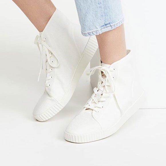 Vince Wolfe Linen High Top Sneakers 7.5 White Canvas - Picture 1 of 12